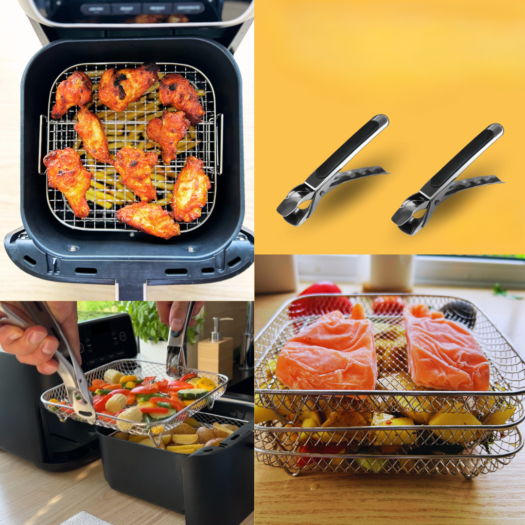 سلال قابلة للتكديس للطهي المتساوي في الهواء (x3) 