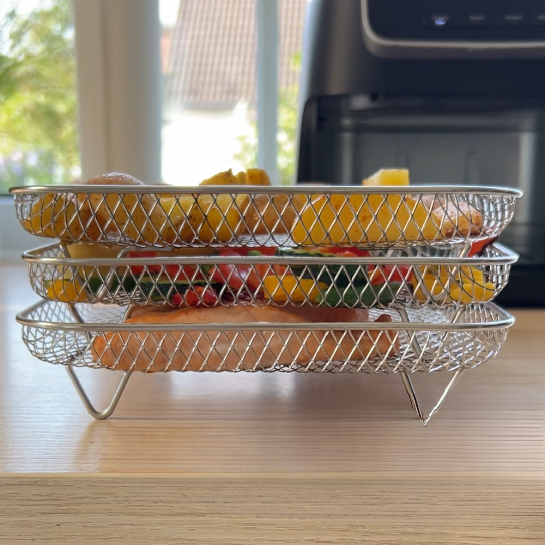 سلال قابلة للتكديس للطهي المتساوي في الهواء (x3) 