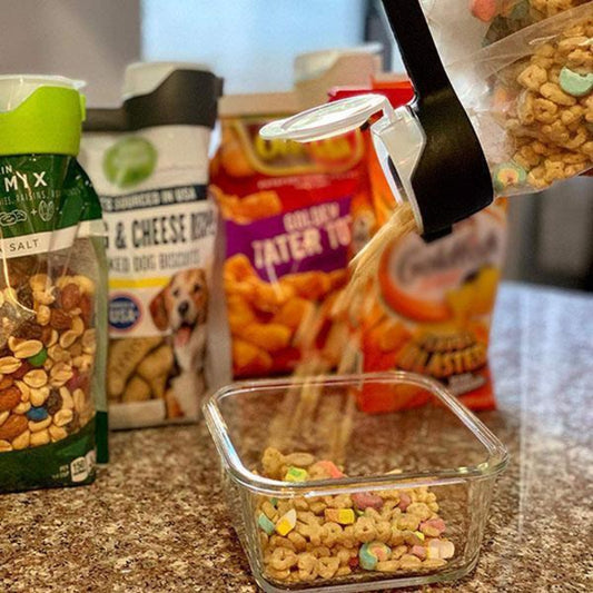 Hermetiska korkar med hällpip för påsar 