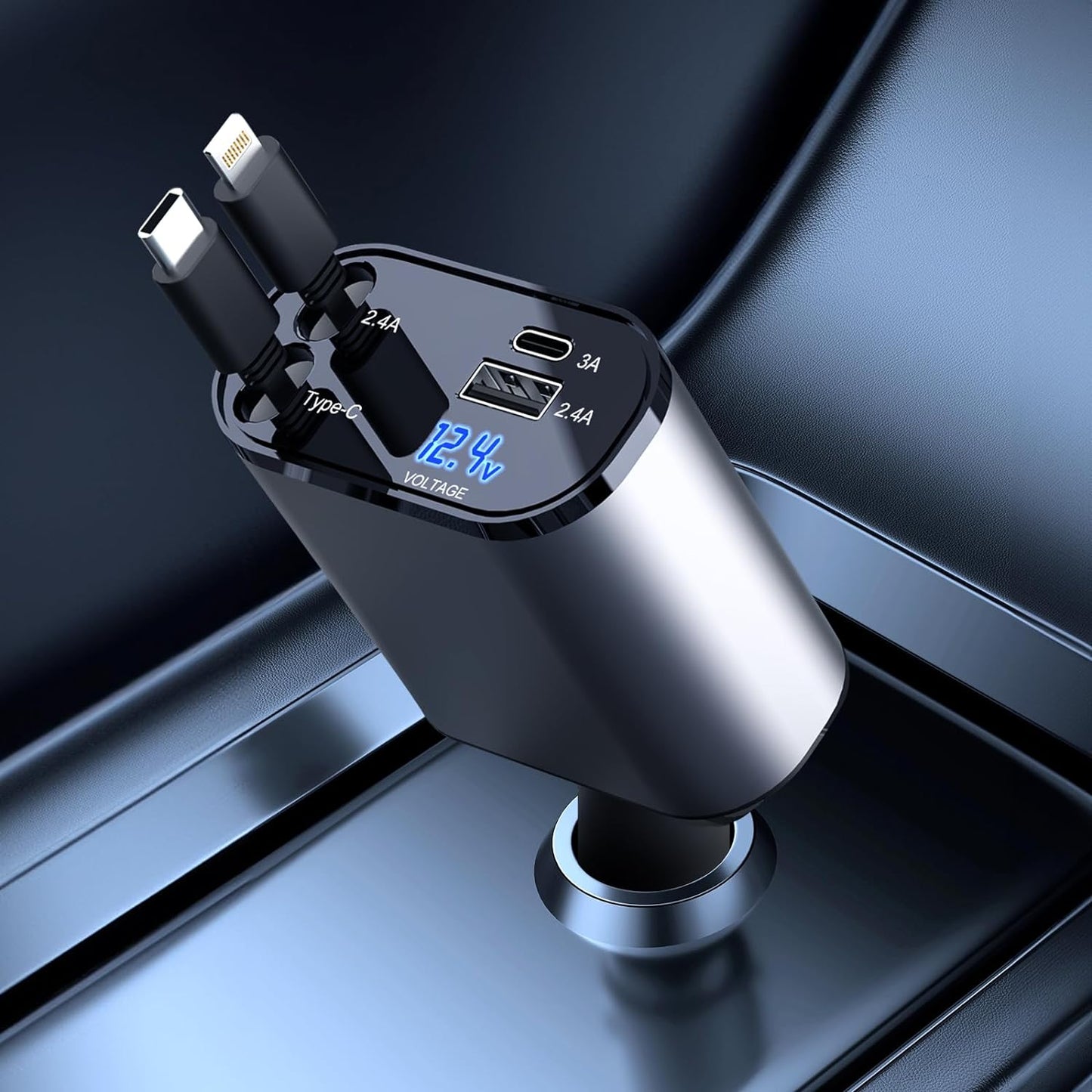 Încărcător auto rapid cu port USB dublu inteligent 4 în 1 