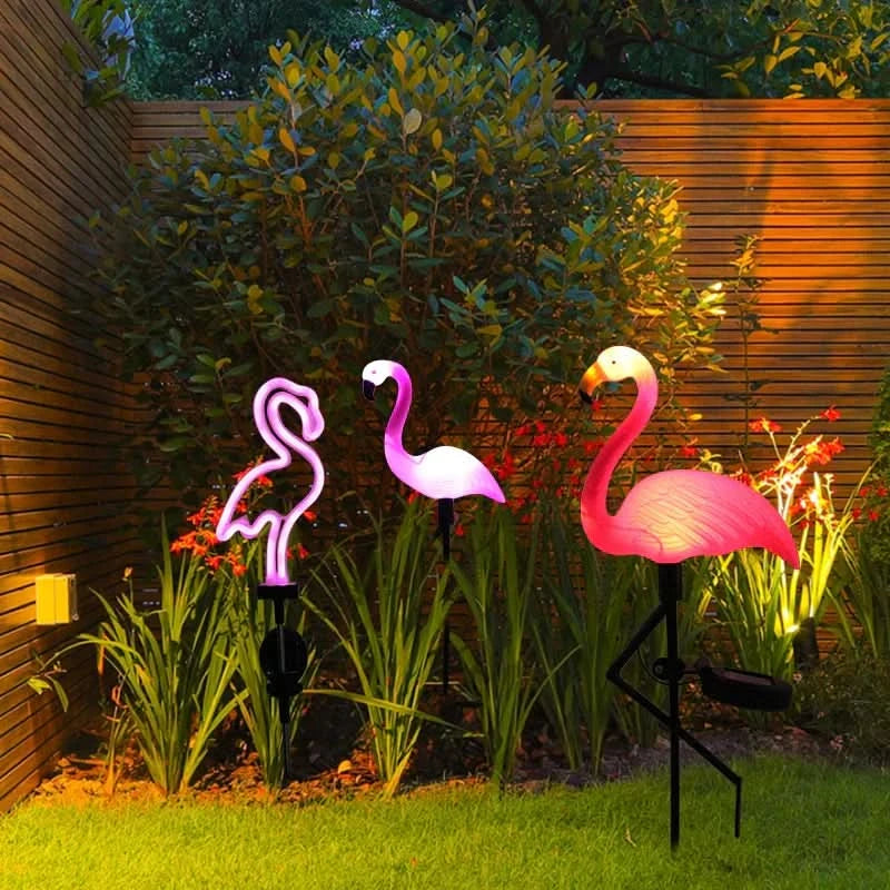 Flamingo Roz solar luminos – Grădină magică noaptea 