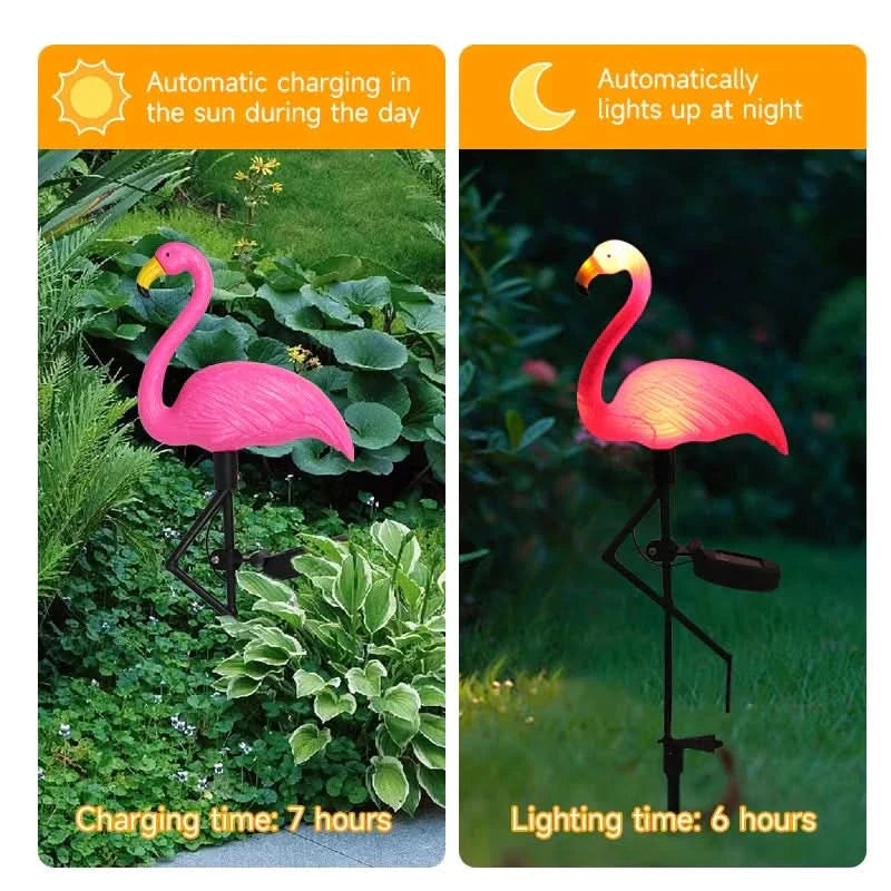 Flamingo Roz solar luminos – Grădină magică noaptea 